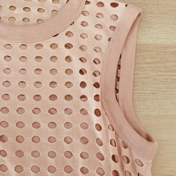 Alexander Wang Fitted Tank Midi Perforated Dress In Blush Pink - Picture 5 of 6